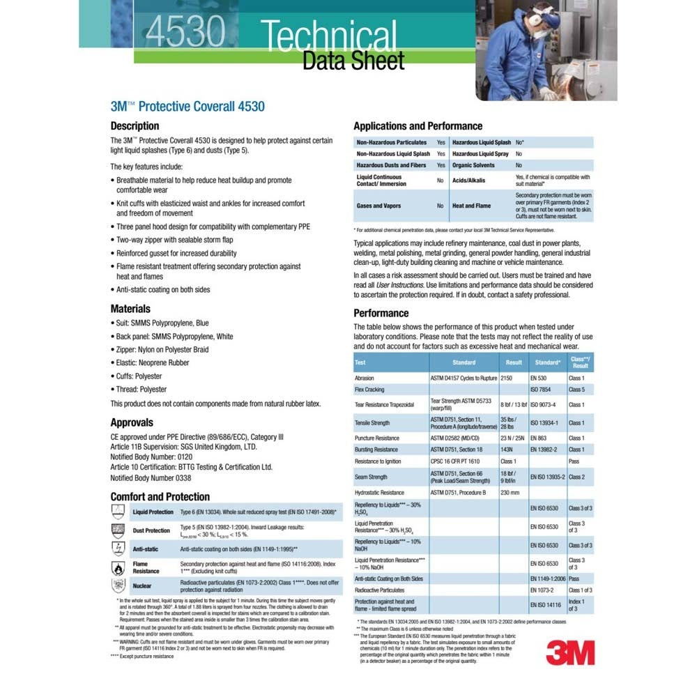3M 4530-BLK-3XL Disposable Protective Coveralls , Hooded, SMS, Secondary Flame Spread-Resistant, Antistatic, Light Liquid Splash and Hazardous Dust Protection (7000109038) (25 Pack) - 10
