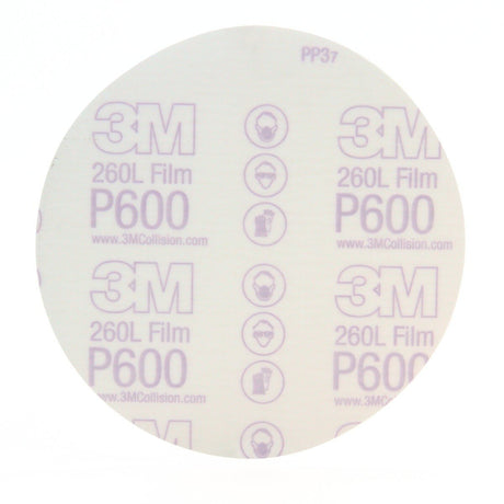 3M 260L 01321 Stikit Finishing Film Abrasive Disc, PSA, Aluminum Oxide P600, White, 6 in (7000118151) (400 Pack) - 2