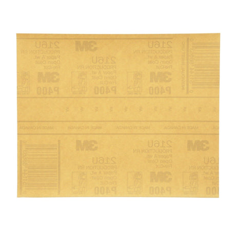 3M 216U 02539 Gold Abrasive Sheet, P400 Grade, 9 in x 11 in (7000118278) (250 Pack)