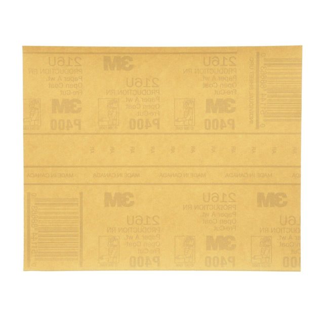 3M 216U 02539 Gold Abrasive Sheet, P400 Grade, 9 in x 11 in (7000118278) (250 Pack)