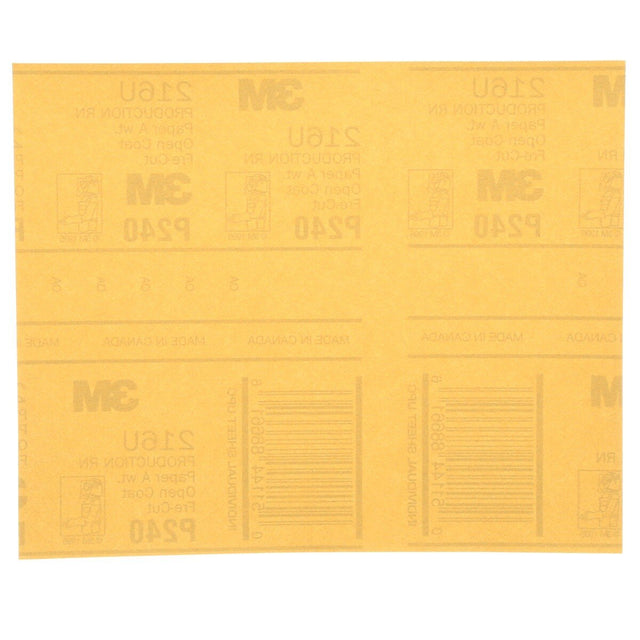 3M 216U 02543 Gold Abrasive Sheet, Aluminum Oxide P240, 9 in x 11 in (7000118282) (250 Pack)