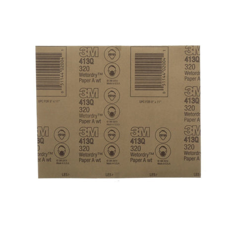 3M 413Q 02001 Abrasive Sheet, 500 Grit, Wet Dry, Black, 9 in x 11 in (7000118291) (250 Pack) - 3