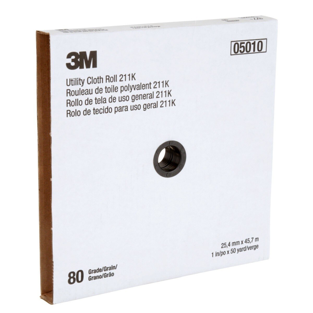 3M 211K Utility Cloth Roll, Aluminum Oxide 80 Grit J-weight Full-flex Gray, 1 in x 50 yd (7000118330)  - (5Pack) - 6