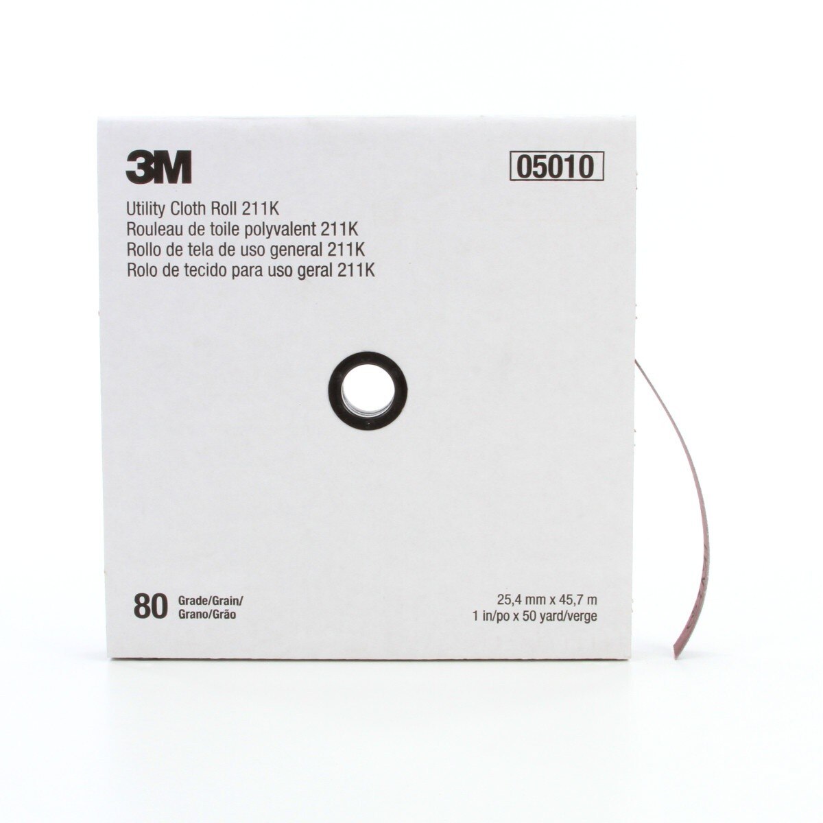 3M 211K Utility Cloth Roll, Aluminum Oxide 80 Grit J-weight Full-flex Gray, 1 in x 50 yd (7000118330)  - (5Pack) - 9