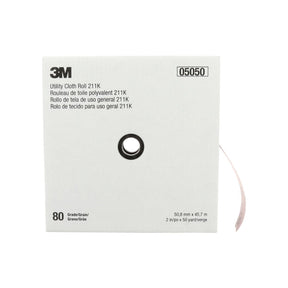 3M 211K Utility Cloth Roll, 80 Grit J-weight, Aluminum Oxide, Gray, 2 in x 50 yd, Full-flex (7000118332)  - (5Pack)