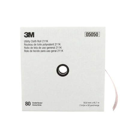 3M 211K Utility Cloth Roll, 80 Grit J-weight, Aluminum Oxide, Gray, 2 in x 50 yd, Full-flex (7000118332)  - (5Pack)
