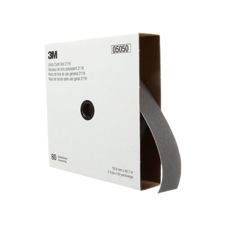 3M 211K Utility Cloth Roll, 80 Grit J-weight, Aluminum Oxide, Gray, 2 in x 50 yd, Full-flex (7000118332)  - (5Pack) - 2