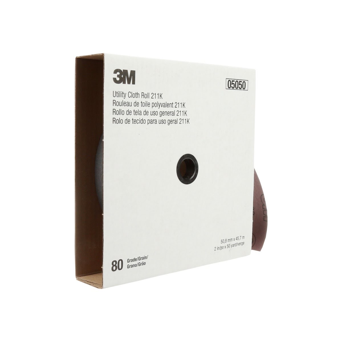 3M 211K Utility Cloth Roll, 80 Grit J-weight, Aluminum Oxide, Gray, 2 in x 50 yd, Full-flex (7000118332)  - (5Pack) - 3