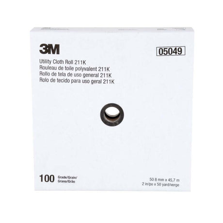 3M 211K Utility Cloth Roll , Aluminum Oxide, 2" Width x 50yd Length, 100 Grit (7000118334)  - (5Pack) - 5