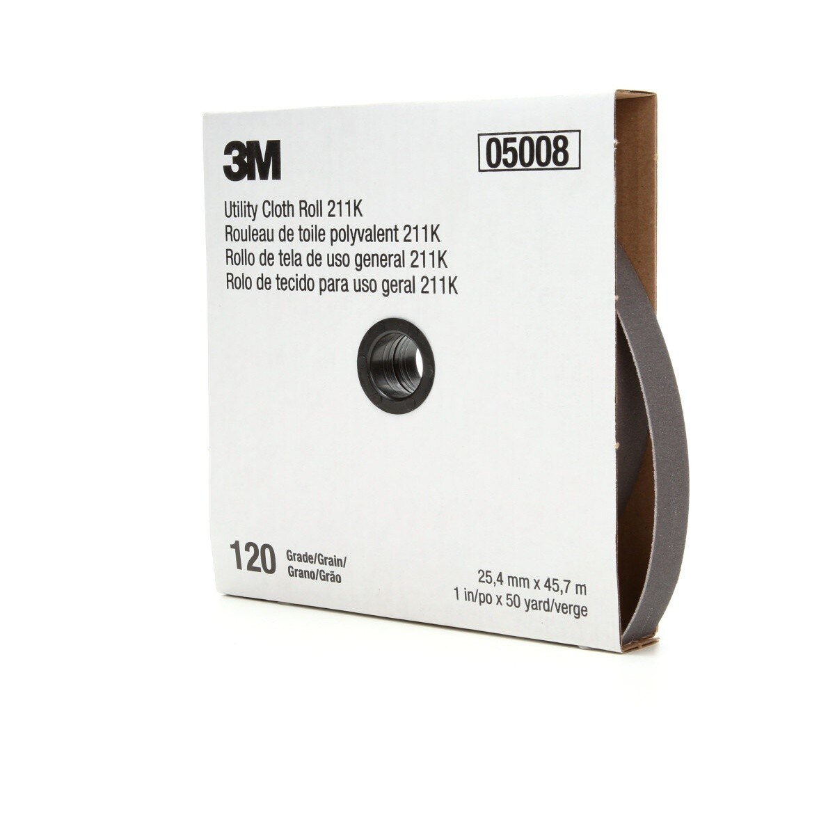 3M 211K Cubitron Utility Cloth Roll, 120 Grit, J-weight, Aluminum Oxide, Closed Coat, Gray, 1 in x 50 yd (7000118335)  - (5Pack)