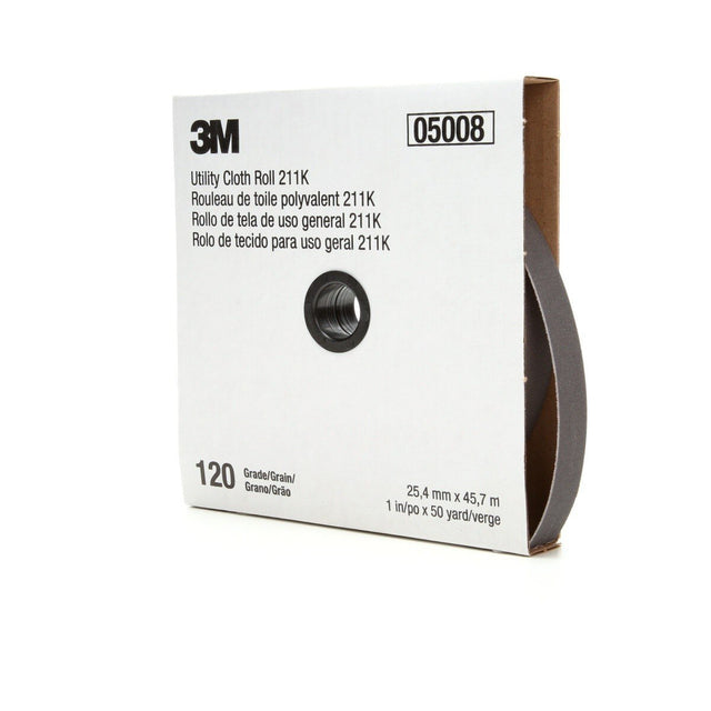 3M 211K Cubitron Utility Cloth Roll, 120 Grit, J-weight, Aluminum Oxide, Closed Coat, Gray, 1 in x 50 yd (7000118335)  - (5Pack)
