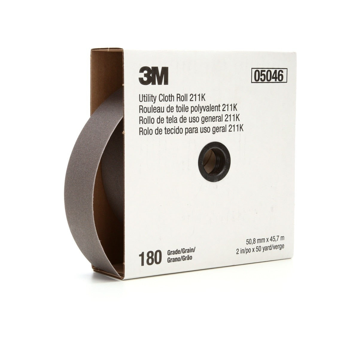 3M 211K Utility Cloth Roll, Aluminum Oxide, 180 Grit, J Weight, Full-flex, Gray, 1 in x 50 yd (7000118340)  - (5Pack)