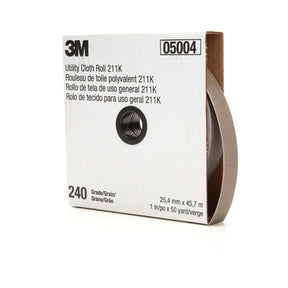 3M 211K Utility Cloth Roll, Aluminum Oxide, 240 Grit, Gray, 1-1/2 in x 50 yd, Full-flex (7000118347)  - (5Pack)