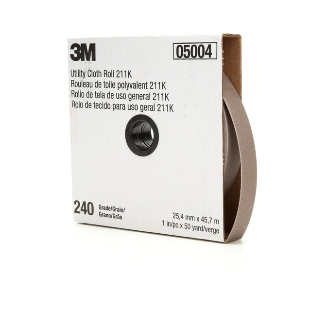 3M 211K Utility Cloth Roll, Aluminum Oxide, 240 Grit, Gray, 1-1/2 in x 50 yd, Full-flex (7000118347)  - (5Pack)