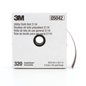3M 211K Utility Cloth Roll, Aluminum Oxide 320 Grit J Weight Full Flex Gray, 2 in x 50 yd (7000118352)  - (5Pack)