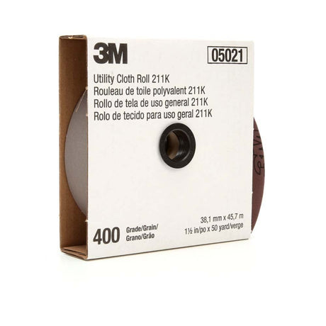 3M 211K Utility Cloth Roll , 400 Grit J-Weight, 1-1/2 in x 50 yd, Full-Flex (7000118354)  - (5Pack)