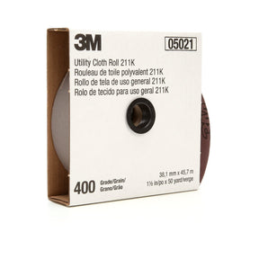 3M 211K Utility Cloth Roll, Aluminum Oxide, 400 Grit, Gray, 2 in x 50 yd (7000118355)  - (5Pack)