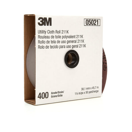 3M 211K Utility Cloth Roll, Aluminum Oxide, 400 Grit, Gray, 2 in x 50 yd (7000118355)  - (5Pack)