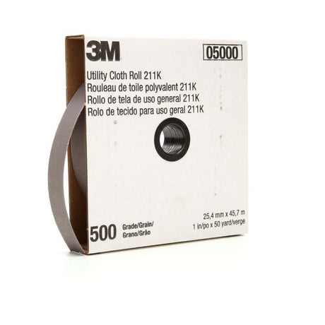 3M 211K Utility Cloth Roll , J-Weight Aluminum Oxide, 1 in x 50 yd, 500 Grit (7000118356)  - (5Pack)