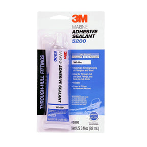 3M 5200 5203 Marine Adhesive Sealant White, 3 fl oz Tube, Permanent Waterproof Bond for Boats and RVs Above and Below Waterline (7000118401)  - (6Pack)