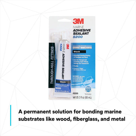 3M 5200 Marine Adhesive Sealant, Black, 3 oz Tube for Boats Above/Below Waterline (5205) (7000118402)  - (6Pack) - 3