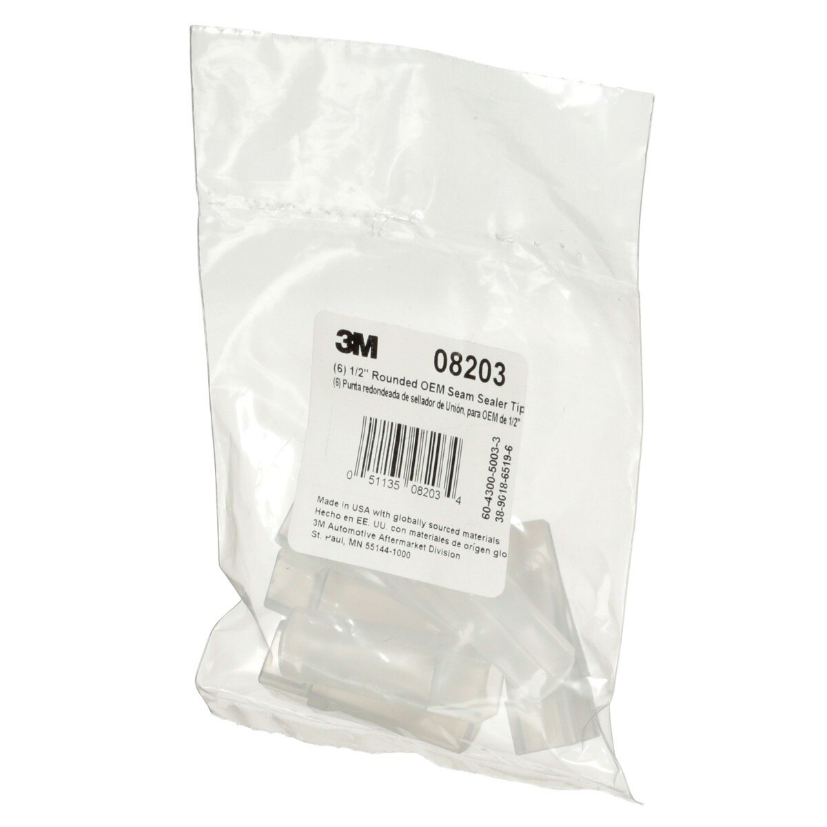 3M 08203 OEM Seam Sealer Tip, 1/2 in, Rounded (7000118469) (36 Pack) - 2