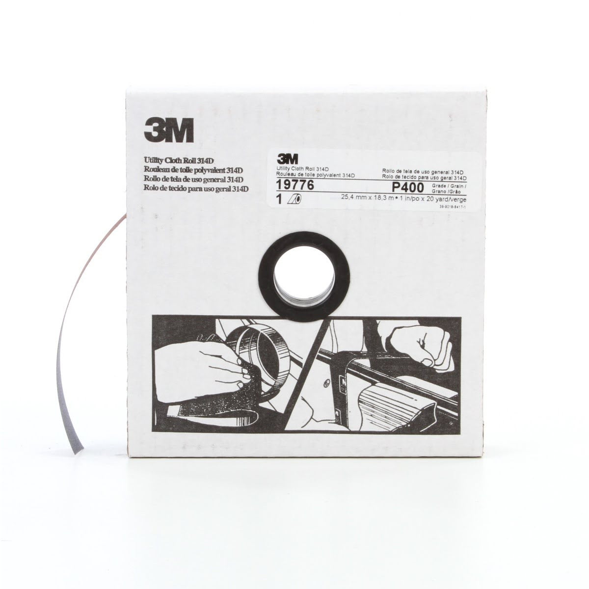 3M Utility Cloth Roll 314D P400 J Weight 1 in x 20 yd (7000118498)  - (5Pack)