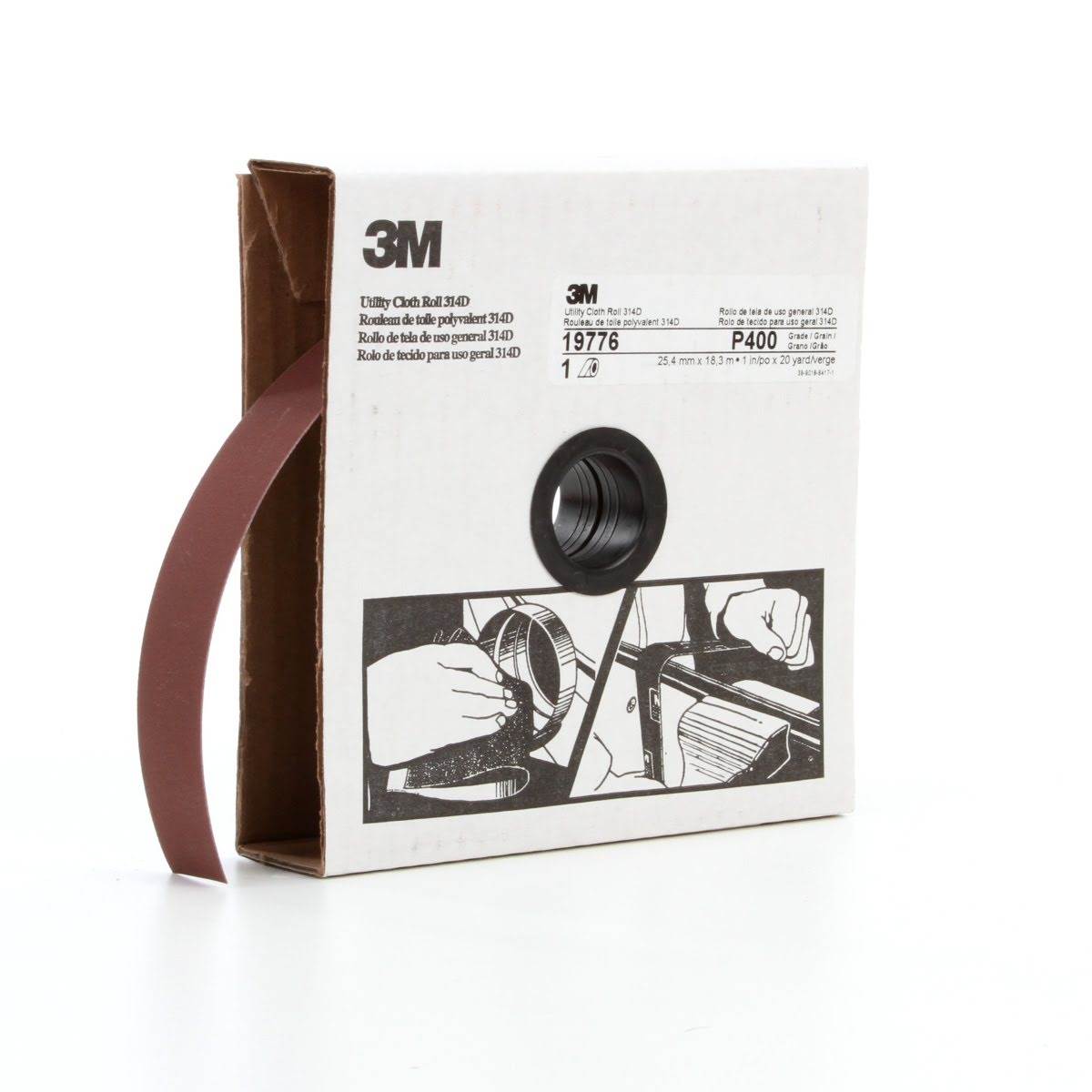 3M Utility Cloth Roll 314D P400 J Weight 1 in x 20 yd (7000118498)  - (5Pack) - 2