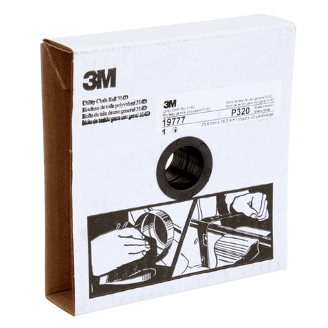 3M 314D Utility Cloth Roll, Aluminum Oxide P320 J-weight, Maroon, 1 in x 20 yd (7000118499)  - (5Pack) - 5