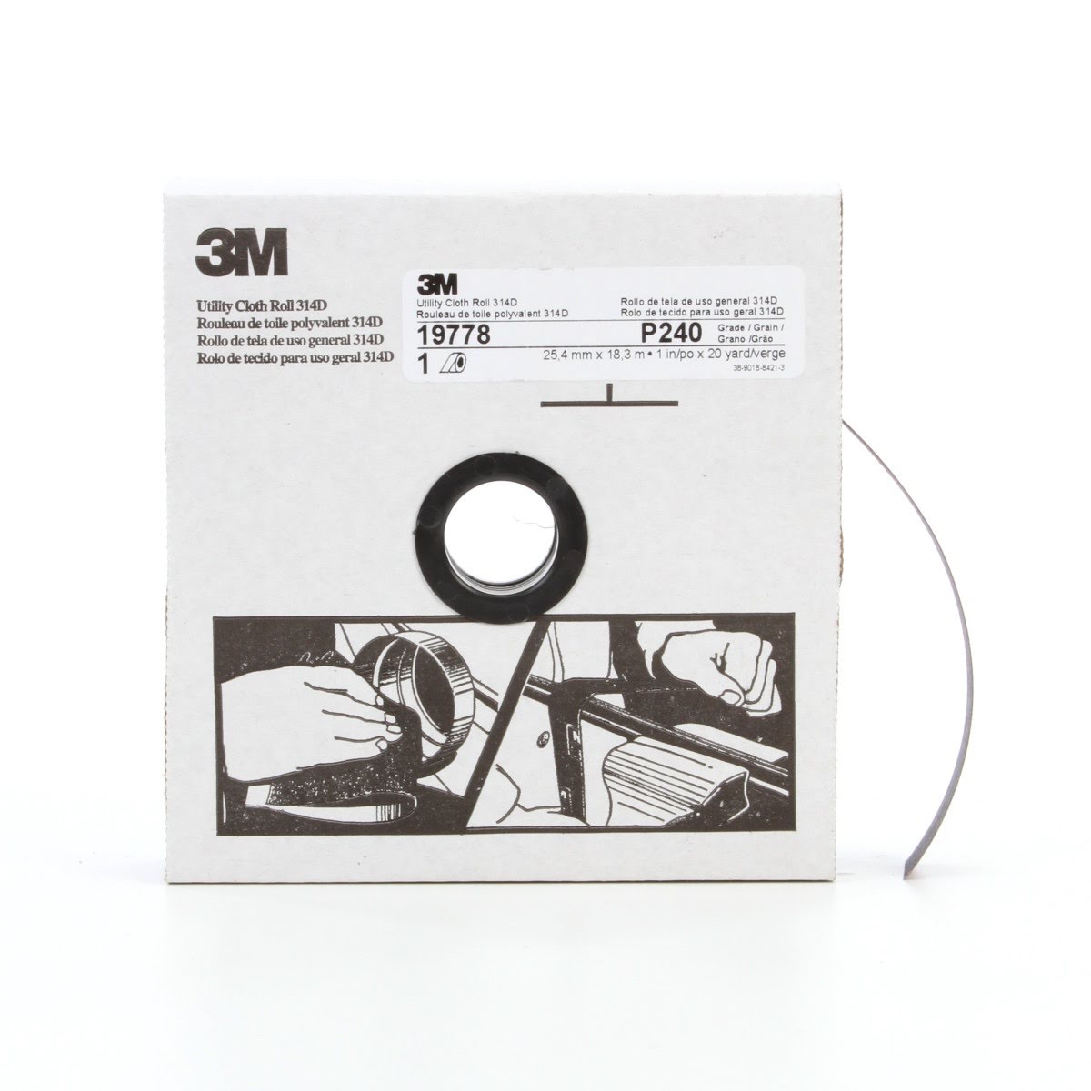 3M 314D Utility Cloth Roll, Aluminum Oxide P240 J Weight, Maroon, 1 in x 20 yd (7000118500)  - (5Pack)