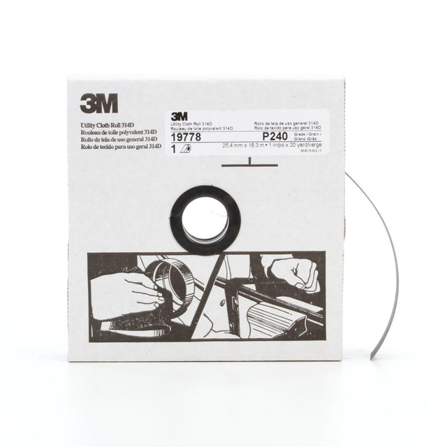 3M 314D Utility Cloth Roll, Aluminum Oxide P240 J Weight, Maroon, 1 in x 20 yd (7000118500)  - (5Pack)