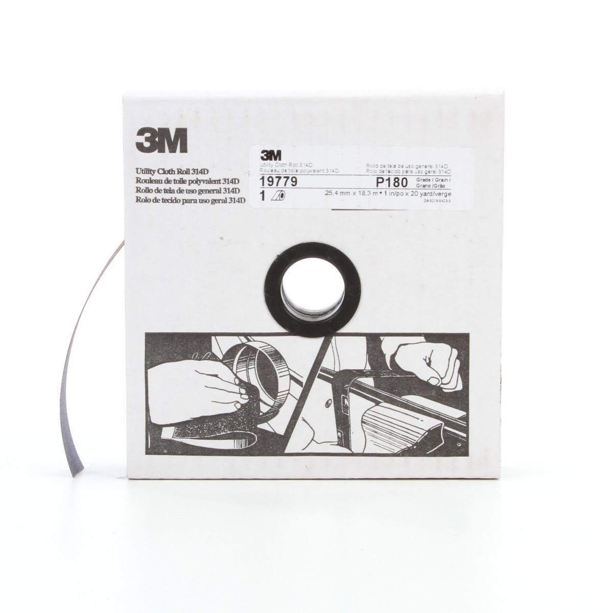 3M 314D Utility Cloth Roll, Aluminum Oxide, P180 J-weight, Maroon, 1 in x 20 yd (7000118501)  - (5Pack)