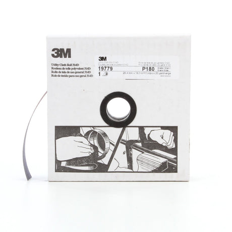 3M 314D Utility Cloth Roll, Aluminum Oxide, P180 J-weight, Maroon, 1 in x 20 yd (7000118501)  - (5Pack)