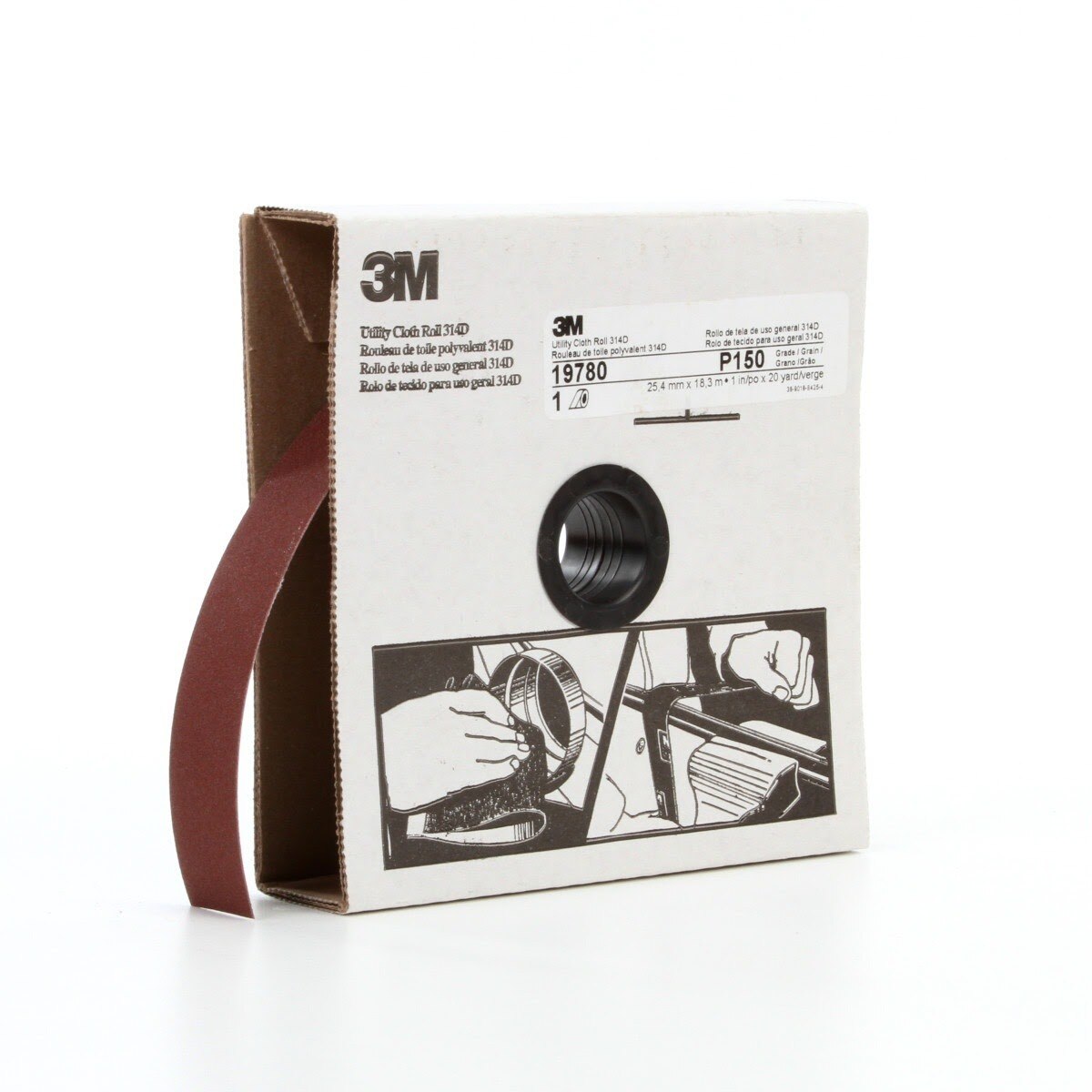 3M 314D Utility Cloth, P150 J-weight, 1 in x 20 yd (7000118502)  - (5Pack) - 2