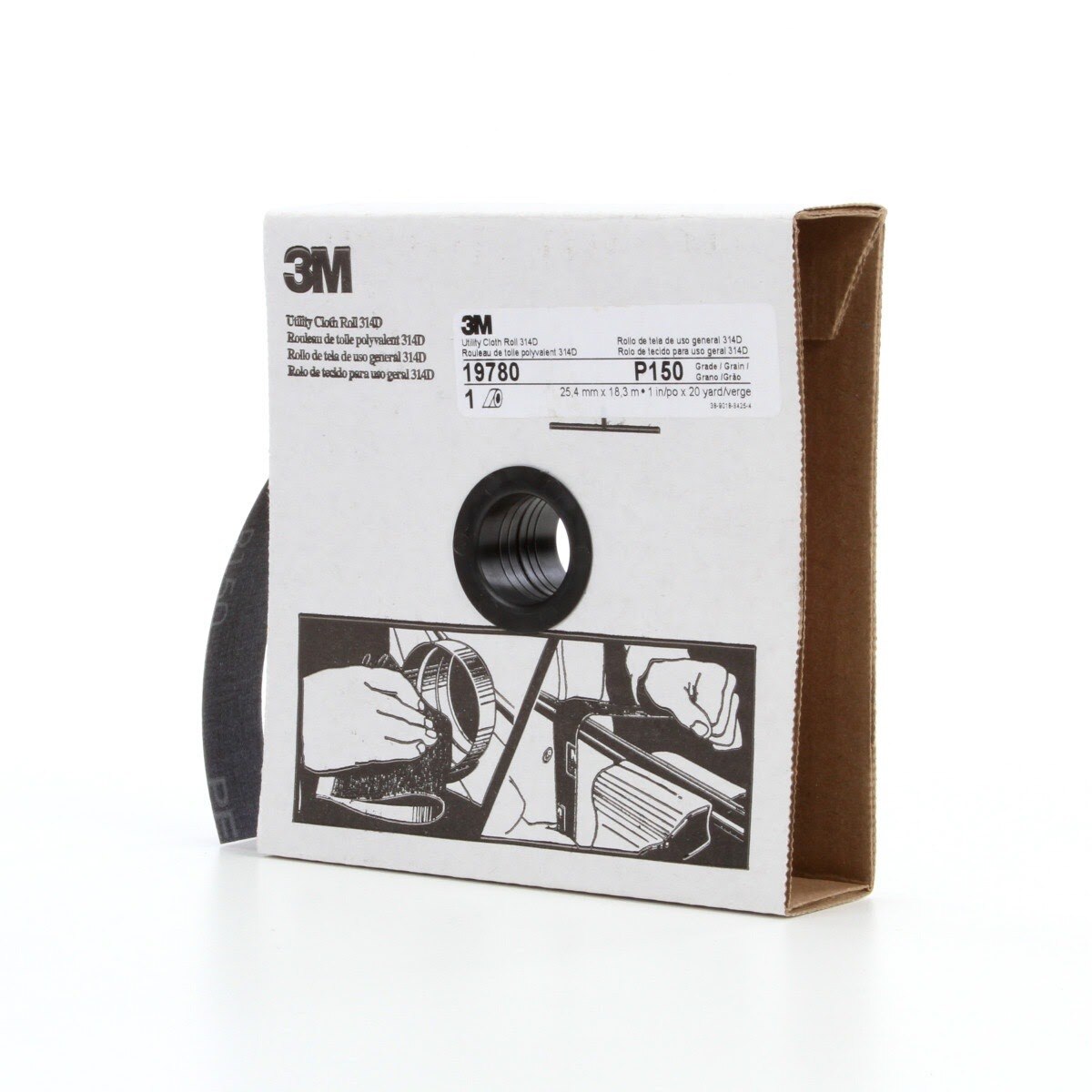 3M 314D Utility Cloth, P150 J-weight, 1 in x 20 yd (7000118502)  - (5Pack) - 3