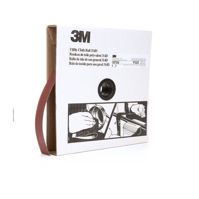 3M 314D Utility Cloth Roll, Aluminum Oxide, P320 J-weight, 1 in x 50 yd (7000118506)  - (5Pack)