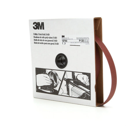 3M 314D Utility Cloth Roll, P120 J-weight, 1 in x 50 yd (7000118512)  - (5Pack)