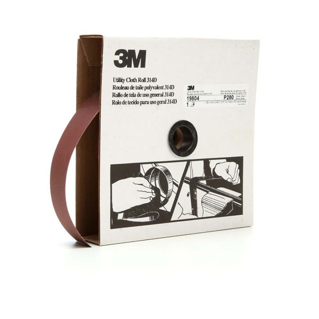 3M 314D Utility Cloth Roll , 1-1/2 in x 50 yd P280 J-weight (7000118524)  - (5Pack)