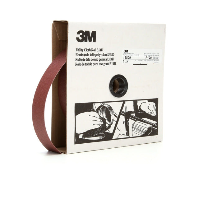 3M 314D Utility Cloth, P120 J-weight, 1-1/2 in x 50 yd (7000118529)  - (5Pack)