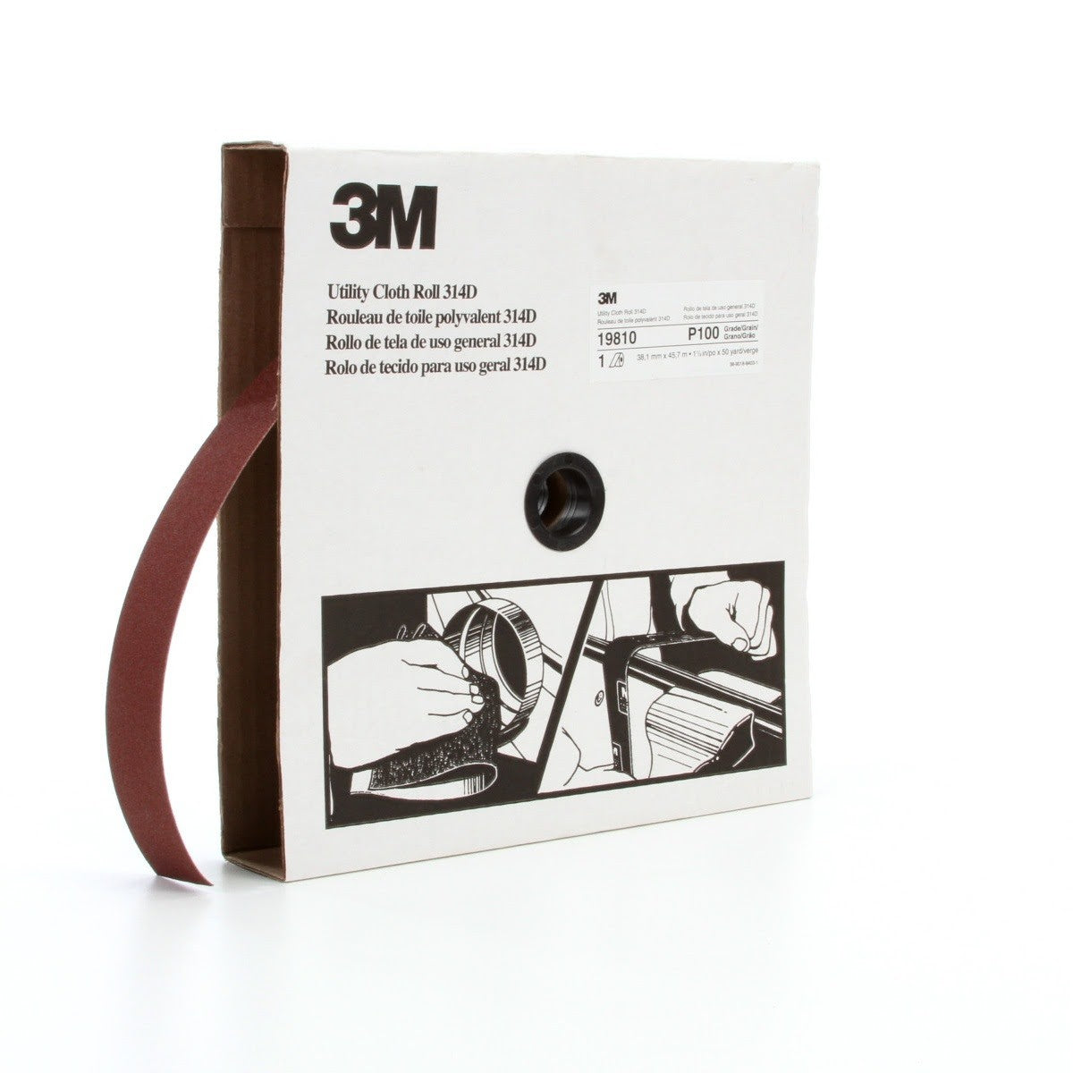 3M 314D Utility Cloth, P100 J-weight, 1-1/2 in x 50 yd (7000118530)  - (5Pack) - 2