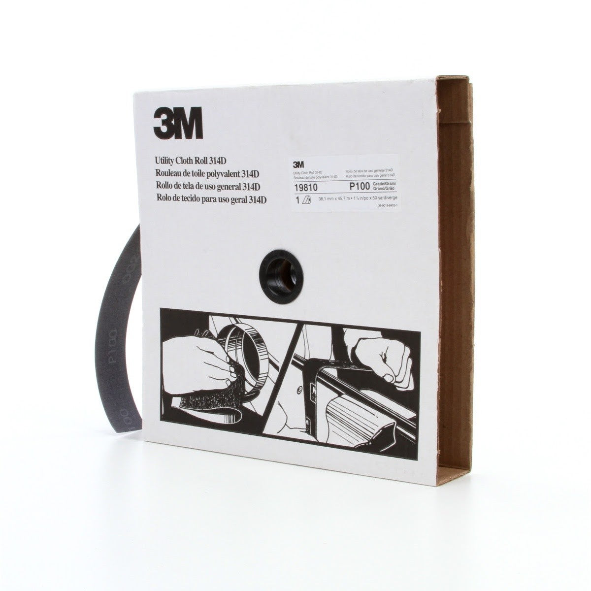 3M 314D Utility Cloth, P100 J-weight, 1-1/2 in x 50 yd (7000118530)  - (5Pack) - 3