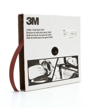3M 314D Utility Cloth Roll, Aluminum Oxide, P60 X-weight, Maroon, 1-1/2 in x 50 yd (7000118532)  - (5Pack) - 2