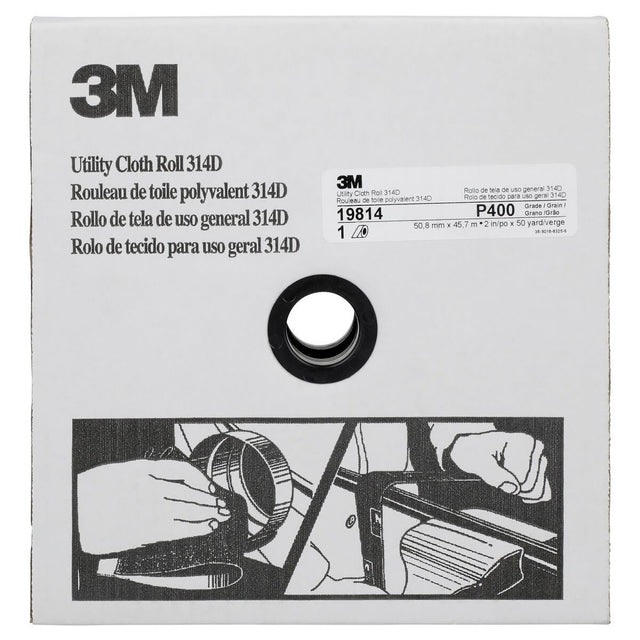 3M 314D Utility Cloth Roll, Aluminum Oxide, P400, Maroon, 2 in x 50 yd (7000118534)  - (5Pack)