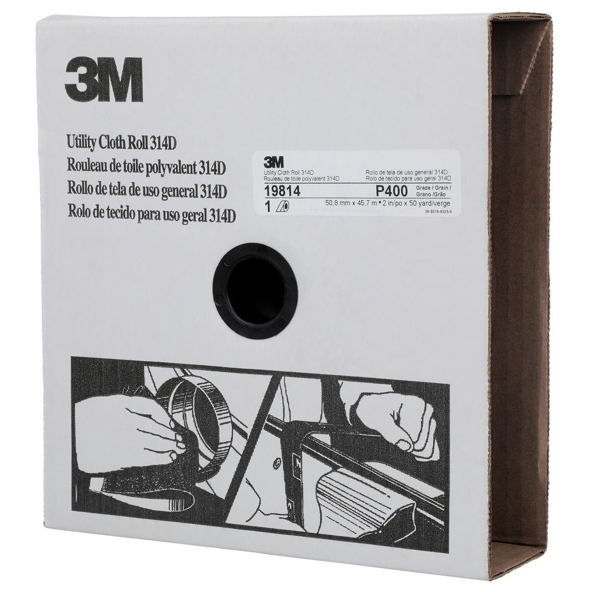 3M 314D Utility Cloth Roll, Aluminum Oxide, P400, Maroon, 2 in x 50 yd (7000118534)  - (5Pack) - 3