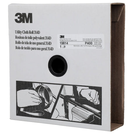 3M 314D Utility Cloth Roll, Aluminum Oxide, P400, Maroon, 2 in x 50 yd (7000118534)  - (5Pack) - 3