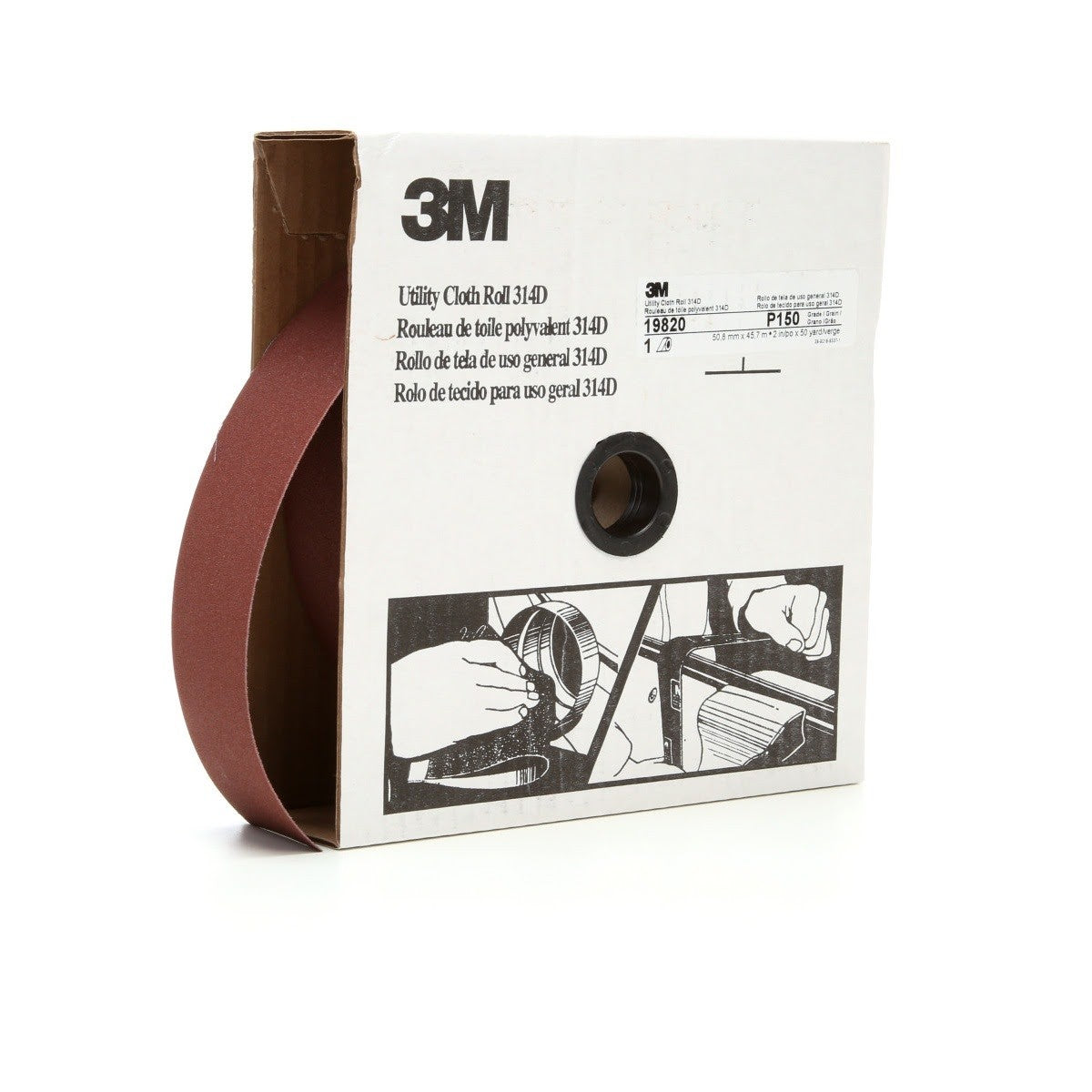 3M 314D Utility Cloth Roll, P150 J-weight, 2 in x 50 yd (7000118540)  - (5Pack)
