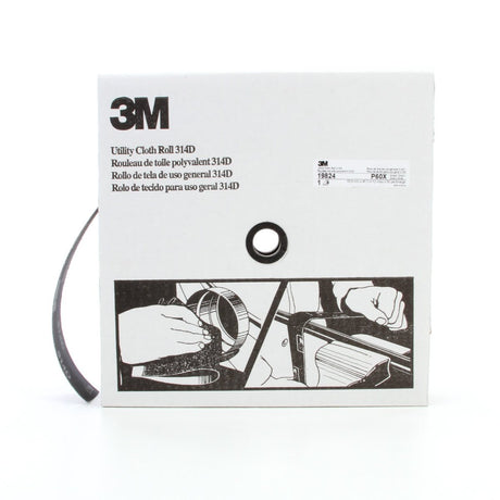 3M Utility Cloth Roll 314D, Aluminum Oxide, P60, Maroon, 2 in x 50 yd (7000118544)  - (5Pack)