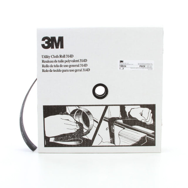 3M Utility Cloth Roll 314D, Aluminum Oxide, P60, Maroon, 2 in x 50 yd (7000118544)  - (5Pack)