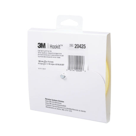 3M 20425 Hookit Soft Disc Pad, Hook and Loop Attachment, Soft, Yellow, 6 in x 1/2 in, 25 Holes (7000118613)  - (10Pack) - 5