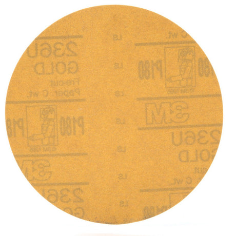 3M 236U 00979 Hookit Gold Abrasive Disc, Aluminum Oxide P180, 6 in (7000118754) (100 Pack) - 2